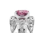 Radiant Cut Art Deco Engagement Ring Setting for a Fancy Pink Lab-Grown Diamond | White Gold