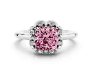 Cushion Cut Petal Halo Engagement Ring Setting for a Fancy Pink Lab-Grown Diamond | Platinum