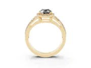 Oval Halo Engagement Ring Setting for a Black Center | Two-Row Pavé Split Shank | Yellow Gold