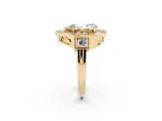 Pear Cut Diamond Milgrain Halo Ring Set in Yellow gold with Split Shank