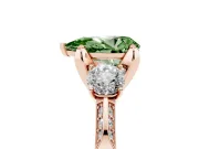 Pear-Shaped Hidden Halo Three Stone Engagement Ring Setting for a Fancy Green Lab-Grown Diamond | Rose Gold