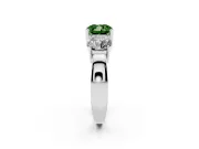 Cushion Cut Three Stone Engagement Ring Setting for a Fancy Green Lab-Grown Diamond | Wide Plain Band | White Gold