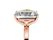 Fancy Yellow Round Cut and Emerald Cut Toi Moi Ring Set in Rose gold with Prong Setting
