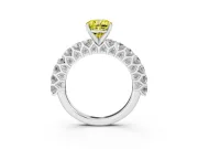 Cushion Cut Shared Prong Engagement Ring Setting for a Fancy Yellow Lab-Grown Diamond | White Gold