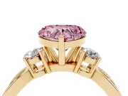 Heart-Shaped Three-Stone Twist Engagement Ring Setting for a Fancy Pink Lab-Grown Diamond | Yellow Gold