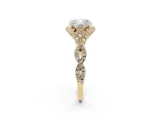 Cushion Cut Diamond Halo Twist Band Solitaire Ring Set in Yellow gold with Prong-Set Center Stone