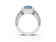 Heart-Shaped Milgrain Halo Engagement Ring Setting for a Fancy Blue Lab-Grown Diamond | Sterling Silver
