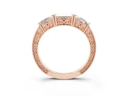 Baguette and Pear-Shaped Lab-Grown Diamond Milgrain Wedding Band | Chevron Sides | Rose Gold