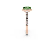 Radiant Cut Halo Pavé Engagement Ring Setting for a Fancy Green Lab-Grown Diamond | Rose Gold