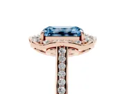Emerald Cut Halo Engagement Ring Setting for a Fancy Blue Lab-Grown Diamond | Petal Tips | Rose Gold