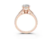 Round Pave Split Shank Engagement Ring Setting | Double Claw Prongs | Rose Gold