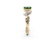 Emerald Cut Floral Vine Engagement Ring Setting for a Fancy Green Lab-Grown Diamond | Yellow Gold