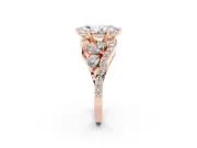 Marquise Cut Diamond Halo Ring Set in Rose gold with Marquise and Pavé Band in Prong Setting