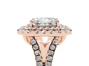 Radiant Cut Halo Split Shank Engagement Ring Setting | Rose Gold