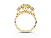 Heart-Shaped Three Stone Engagement Ring Setting for a Fancy Yellow Lab-Grown Diamond | Braided Band | Yellow Gold