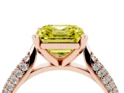 Asscher Cut Pavé Engagement Ring Setting for a Fancy Yellow Lab-Grown Diamond | Multi-Row Shoulders | Rose Gold