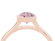 Fancy Pink Bezel Set Pear Cut Diamond Solitaire Ring Set in Rose gold with Tapered Band