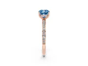 Fancy Blue Cushion Cut Diamond Pavé Band Ring Set in Rose gold with Prong-Set Center Stone