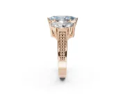 Marquise Three Stone Engagement Ring Setting for a Fancy Blue Lab-Grown Diamond | Beaded Shoulders | Rose Gold