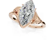 Marquise Leaf Bypass Solitaire Engagement Ring Setting | Polished Band | Rose Gold
