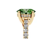 Oval Hidden Halo Pave Engagement Ring Setting for a Fancy Green Lab-Grown Diamond | Claw Prongs | Yellow Gold