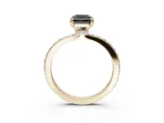 Radiant Cut Hidden Halo Engagement Ring Setting for a Black Center | Pavé Band | Yellow Gold