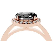 Fancy Black Round Cut Diamond Halo Ring Set in Rose gold with Solitaire Band and Prong Setting