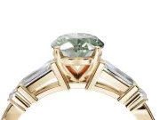Oval Tapered Baguette Engagement Ring Setting for a Fancy Green Lab-Grown Diamond | Yellow Gold