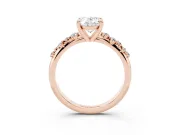 Oval Cut Diamond Solitaire Vine Band Ring Set in Rose gold with Round Accents and Prong Setting
