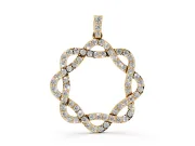 Round Lab-Grown Diamond Pavé Woven Circle Pendant Necklace | Pavé Bail | Yellow Gold