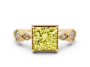 Princess Cut Vintage Milgrain Engagement Ring Setting for a Fancy Yellow Lab-Grown Diamond | Yellow Gold