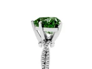 Fancy Green Heart Cut Diamond Solitaire Ring Set in Silver with Twisted Band and Bead Prong Setting