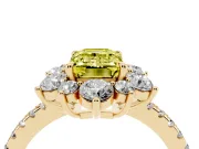 Emerald Cut Star Floral Halo Engagement Ring Setting for a Fancy Yellow Lab-Grown Diamond | Yellow Gold