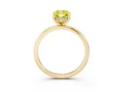 Fancy Yellow Cushion Cut Diamond Solitaire Engagement Ring Set in Yellow gold with Prong Setting and Polished Band