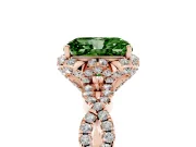 Radiant Cut Milgrain Halo Engagement Ring Setting for a Fancy Green Lab-Grown Diamond | Graduated Shoulders | Rose Gold