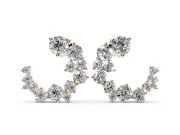 Round Lab-Grown Diamond Crescent Cluster Earrings | Mixed Size Stones | Rose Gold