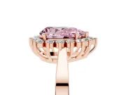 Fancy Pink Pear Cut Diamond Halo Ring Set in Rose gold with Round Halo and Smooth Solitaire Band