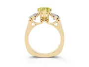 Heart-Shaped Three Stone Engagement Ring Setting for a Fancy Yellow Lab-Grown Diamond | Plain Squared Band | Yellow Gold