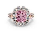 Radiant Cut Large Accent Halo Engagement Ring Setting for a Fancy Pink Lab-Grown Diamond | Rose Gold