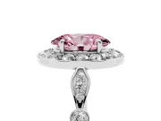 Oval Halo Engagement Ring Setting for a Fancy Pink Lab-Grown Diamond | Bezel Stations | Platinum