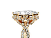 Marquise Milgrain Halo Engagement Ring Setting | Graduated Shoulders | Yellow Gold