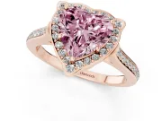 Heart-Shaped Petal Tip Halo Engagement Ring Setting for a Fancy Pink Lab-Grown Diamond | Pavé Band | Rose Gold