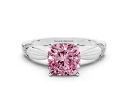 Cushion Cut Floral Solitaire Engagement Ring Setting for a Fancy Pink Lab-Grown Diamond | White Gold