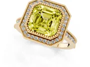 Asscher Cut Halo Engagement Ring Setting for a Fancy Yellow Lab-Grown Diamond | Yellow Gold - Design NV-24721