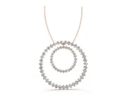 Round Diamond Double Halo Pendant Set in Rose gold with Prong-Set Accents
