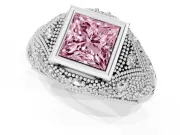 Princess Cut Vintage Bezel Engagement Ring Setting for a Fancy Pink Lab-Grown Diamond | Platinum