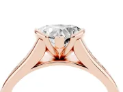 Heart-Shaped Half Bezel Solitaire Engagement Ring Setting | Graduated Channel Band | Rose Gold