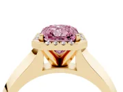 Radiant Cut Knife-Edge Halo Engagement Ring Setting for a Fancy Pink Lab-Grown Diamond | Yellow Gold