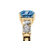 Fancy Blue Cushion Cut Diamond Five-Stone Prong Set Engagement Ring Set in Yellow gold with Channel Band