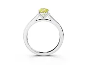 Fancy Yellow Pear Cut Diamond Solitaire Ring Set in White gold with Cathedral Band and Prong Setting